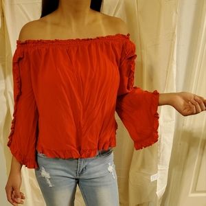 Off the shoulder long sleeve top